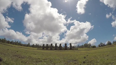 Easter Island Rapa Nui Ahu Akivi Moai 1 Video stock 83864242