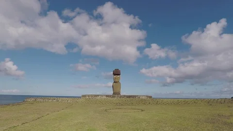 Easter Island Rapa Nui Ahu Ko Te Riku Moai 1 Video stock 84111985