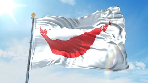 Easter Island Rapa Nui flag waving in the wind against deep blue sky. Stock Footage 123982549