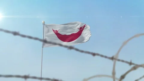 Easter Island Rapa Nui  flag behind border Stock Footage 137414408