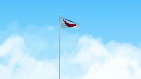Easter Island Rapa Nui Flag 3D Render Animation Waving on Pole with Blue Sky Video stock 333116836