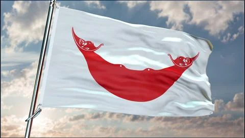 Easter Island Rapa Nui flag background realistic waving in the wind 8K Stock Illustration