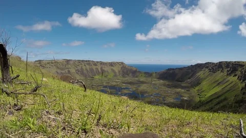 Easter Island Rapa Nui Rano Kau Crater 5 Timelapse Stock Footage 83859322
