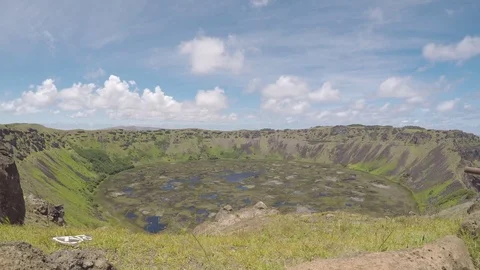 Easter Island Rapa Nui Rano Kau Crater 3 Video stock 83859336