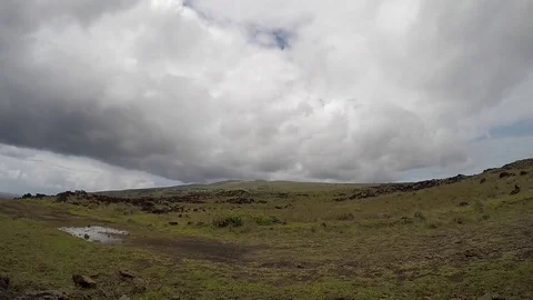 Easter Island Rapa Nui View Onto Maunga Terevaka Timelapse Stock Footage 83859362