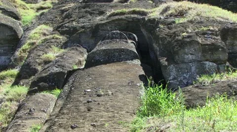 Easter island statue partially cut of of the rock Stock-Footage 11322492