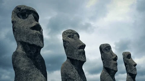 Easter Island Statues In The Daytime Stock Footage 118434187