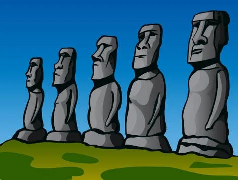 Easter Island. Stone idols Stock Illustration