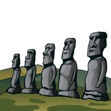 Easter Island. Stone idols Stock Illustration