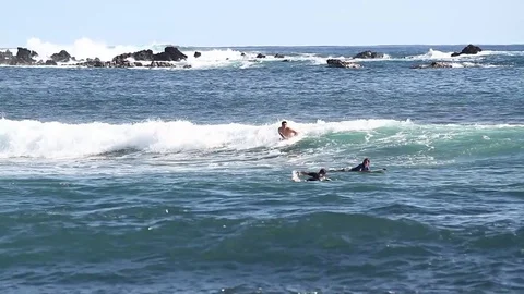 Easter island surfing Stock Footage 77047418