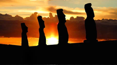 Easter islands sunrise Stock Footage