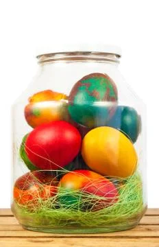 Easter jar eggs Stock Photos