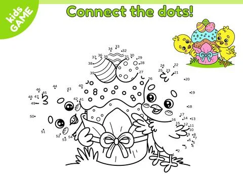 Easter kids game Connect the dots and draw chicks Stock Illustration