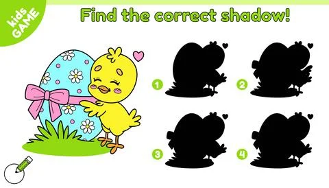Easter kids game Find the correct shadow of chick Stock Illustration