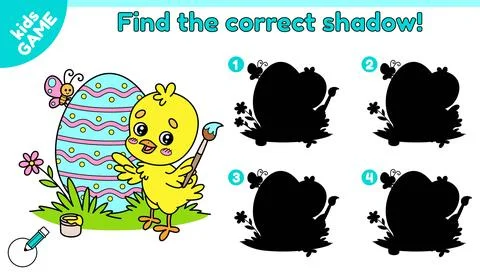 Easter kids game Find the correct shadow of chick Stock Illustration