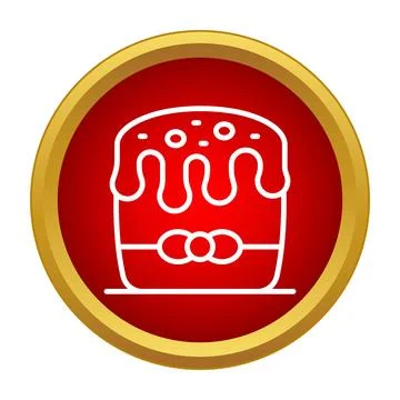 Easter kulich cake icon with red circle Stock Illustration