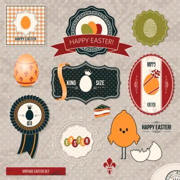 Easter labels vintage set Stock Illustration