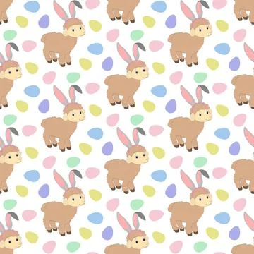 Easter lamb wearing bunny ears seamless pattern Stock Illustration