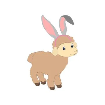 Easter lamb wearing bunny ears Stock Illustration