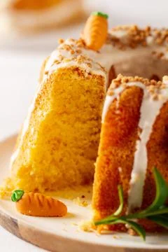 Easter lemon cake with icing and easter decoration. Easter gugelhupf cake wit Stock Photos