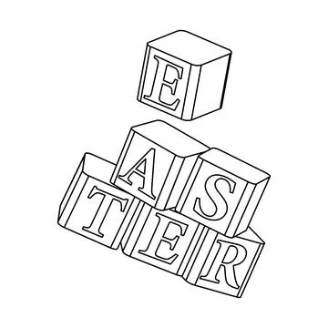 Easter Letter Blocks Coloring Page Stock Illustration