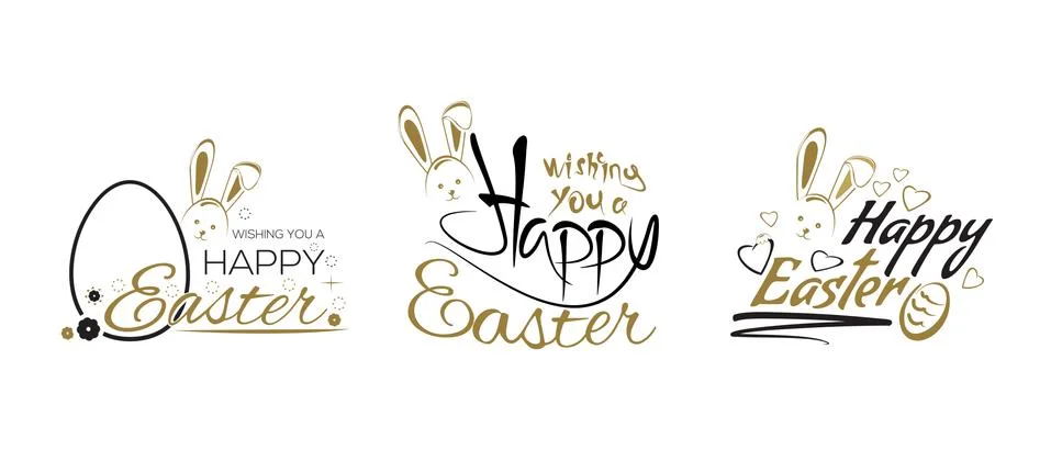 Easter lettering design set with Easter Bunny Stock Illustration