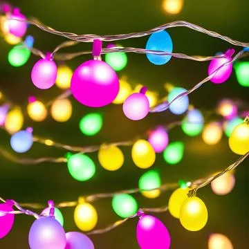 Easter lights beautiful pretty background colorful holiday pastel string li.. Stock Illustration