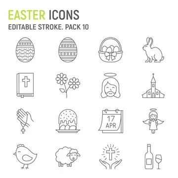 Easter line icon set Stock Illustration