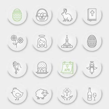 Easter line icon set Stock Illustration