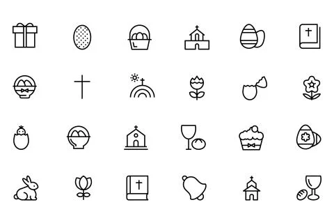 Easter Line Icons Stock Illustration