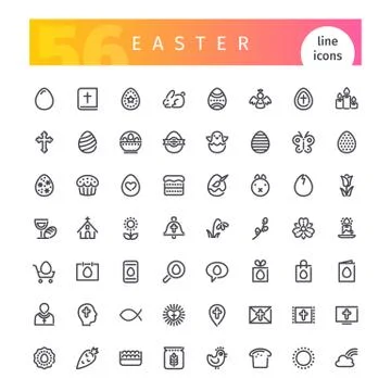 Easter Line Icons Set Stock Illustration