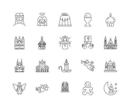 Easter line icons, signs, vector set, outline illustration concept Stock Illustration