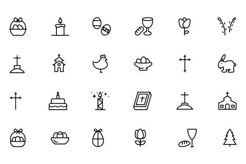 Easter Line Vector Icons Stock Illustration