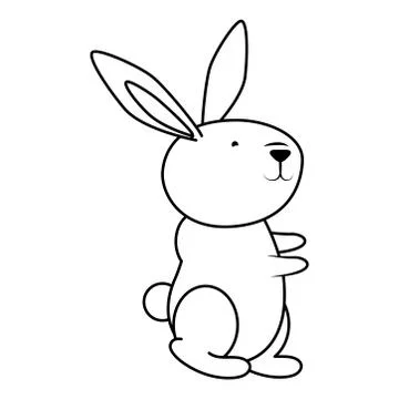 Easter little rabbit standing pose character line style icon Stock Illustration