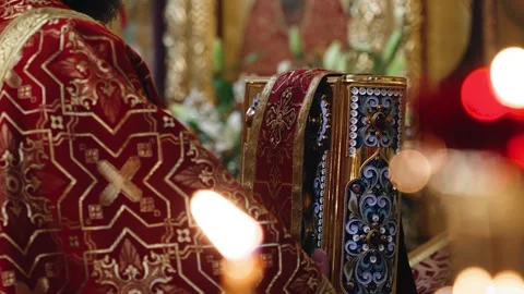 The Easter Liturgy is held in the church Stock Footage 278411033
