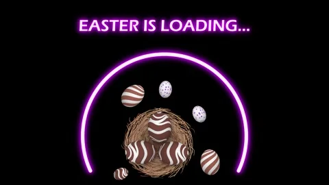 Easter is loading animation clip with chocolate eggs and nest. easter holid.. Stock Footage 304269574