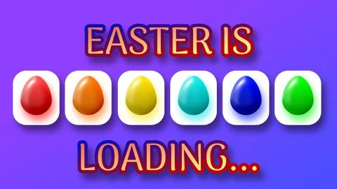 Easter loading concept on blue gradient background. Stock Illustration