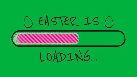 Easter is loading on green screen with progress line Stock Illustration