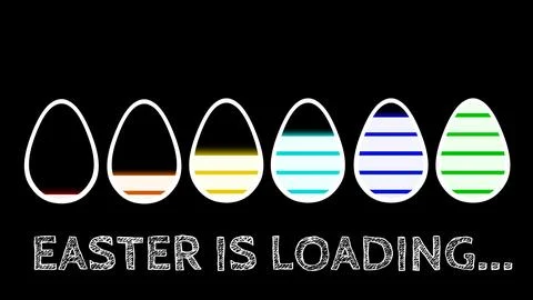 Easter is loading sign in bright eggs Ilustración de archivo
