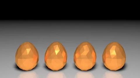 Easter low poly polygonal golden eggs four light shadows Illustrazione stock