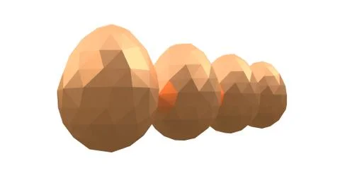 Easter low poly polygonal golden eggs four 3d illustration rendering Stock Illustration
