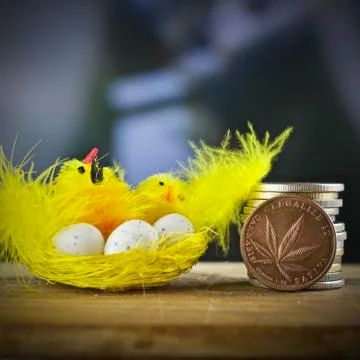 Easter marijuana coin Stock Photos