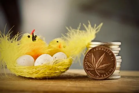 Easter marijuana coin Stock Photos