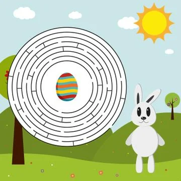 Easter maze (solution in eps) Stock Illustration