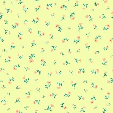 Easter meadow seamless pattern. Leaves and flowers spring simple background.  Stock Illustration