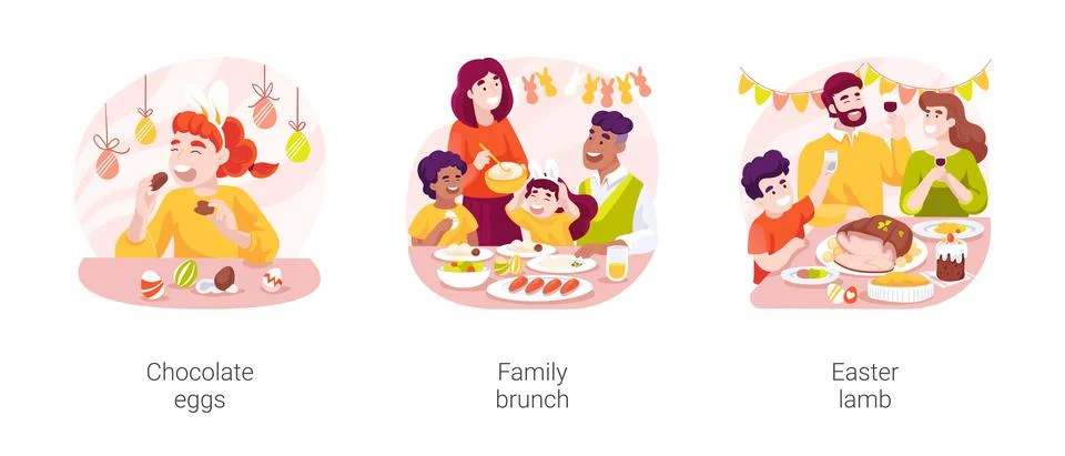 Easter meal isolated cartoon vector illustration set Stock Illustration