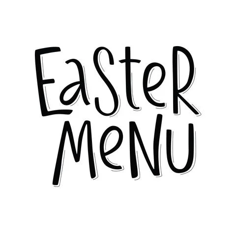 Easter menu hand written lettering sign for restaurant, cafe, bistro. Vector Stock Illustration
