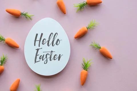 Easter message background with easter eggs and carrots 스톡 사진