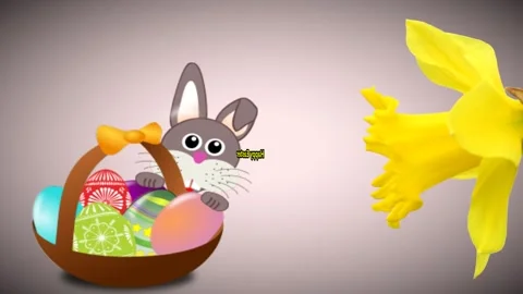 Easter message Happy easter with daffodil, easter basket Stock Footage 268201646