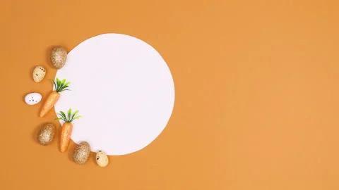 Easter minimal decoration move on left side of paper card note. Stop motion Stock Footage 150281900